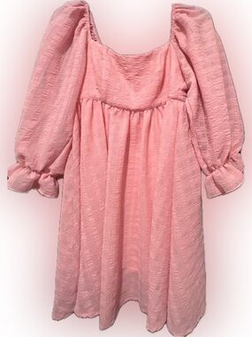 Altar’d State Pink Babydoll Balloon Sleeve Flutter Dress - Sz M